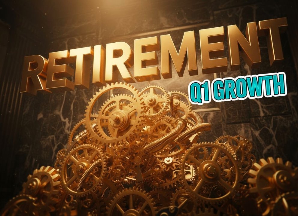 golden coin stack growing with clockwork gears background