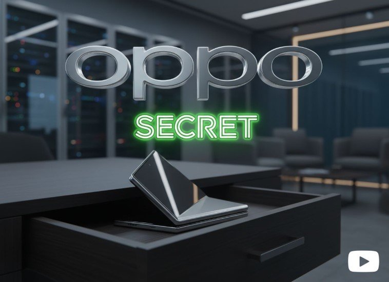 oppo tri-fold smartphone prototype concept drawing on desk