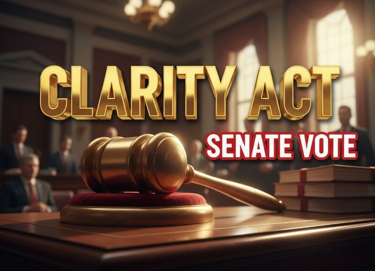 senate gavel hitting block regarding crypto clarity act legislation