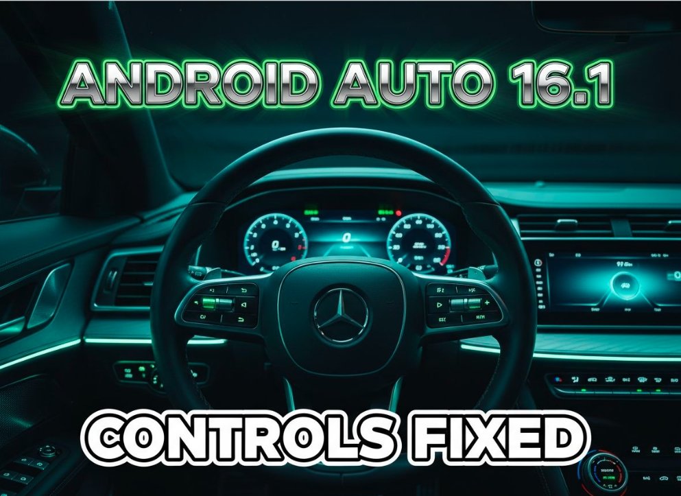 Android Auto dashboard screen displaying music player inside modern car interior