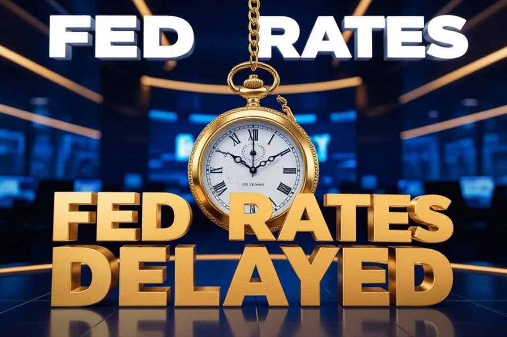 Citi bank building financial district concept with fed rate graph