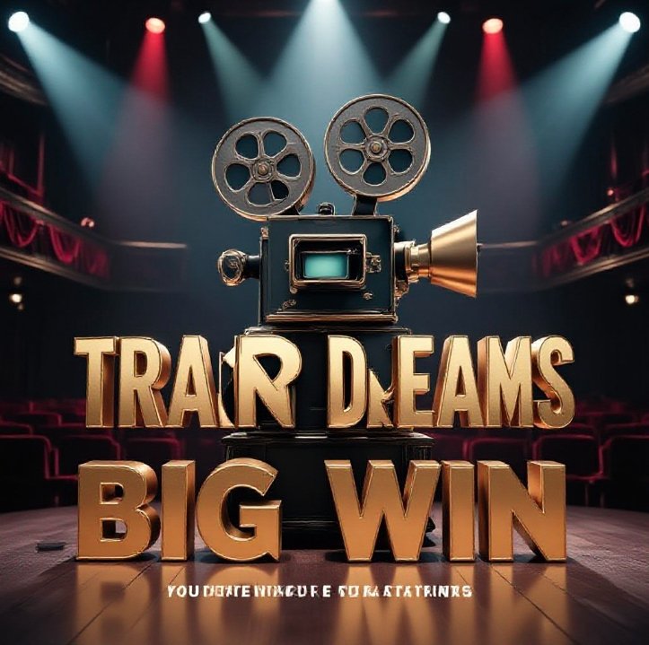 Golden independent spirit award trophy vintage film reel background