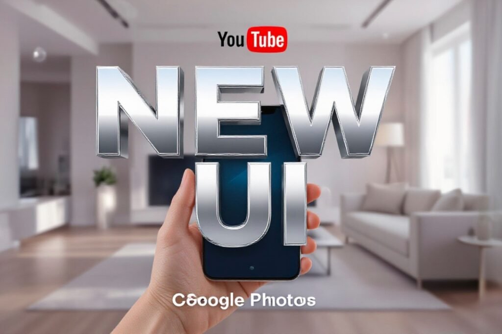 Google Photos app interface showing new floating pill shaped navigation toolbar