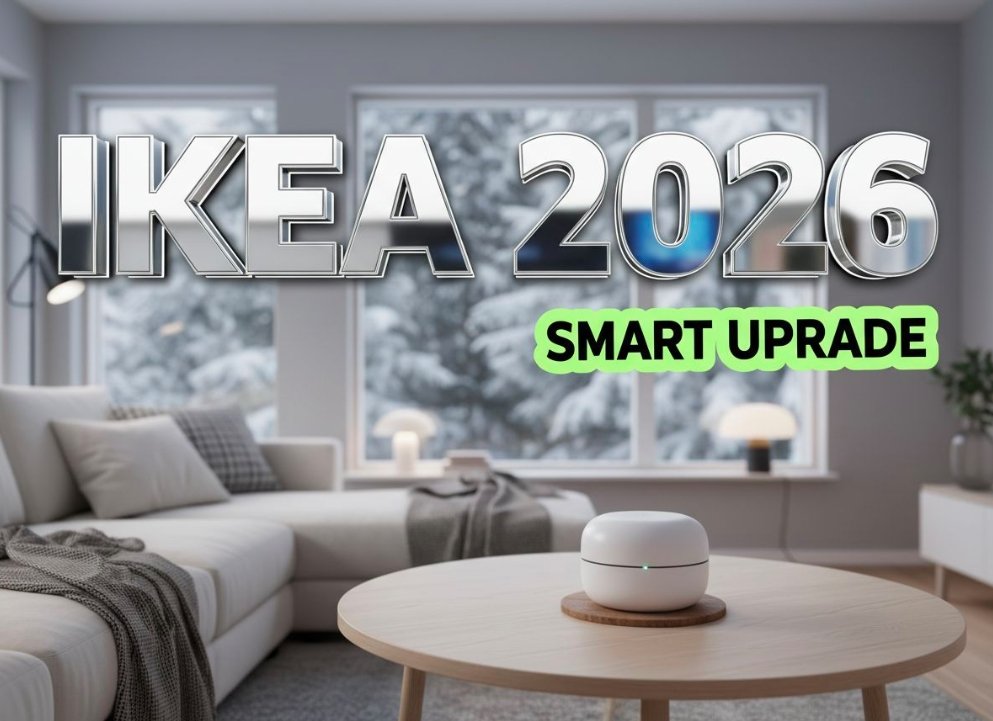 IKEA smart home sensors and Kajplats light bulbs on wooden table