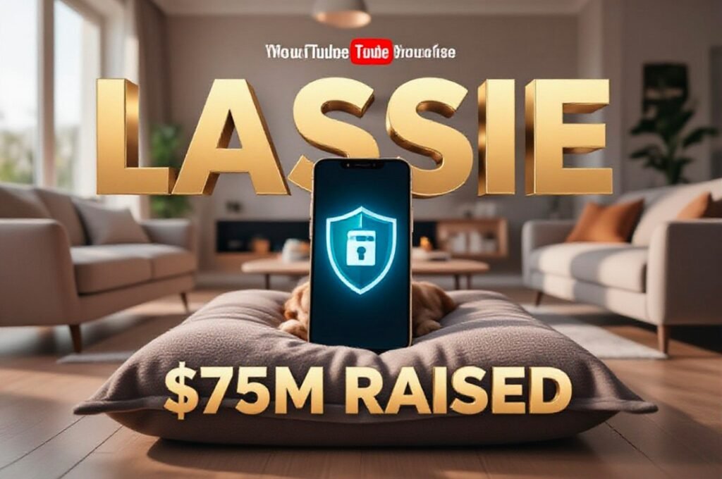 Lassie pet insurance app on smartphone with dog in background