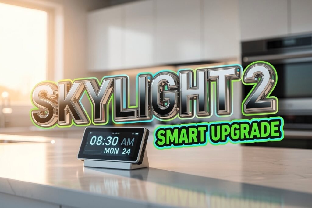 Skylight Calendar 2 digital display on kitchen counter with meal plan