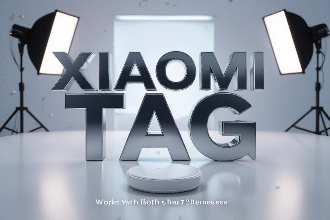 Xiaomi generic white bluetooth tracker tag next to smartphone