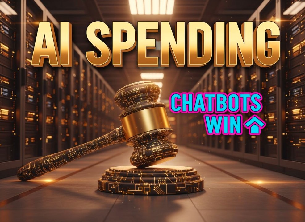 digital illustration of artificial intelligence budget allocation chart glowing blue