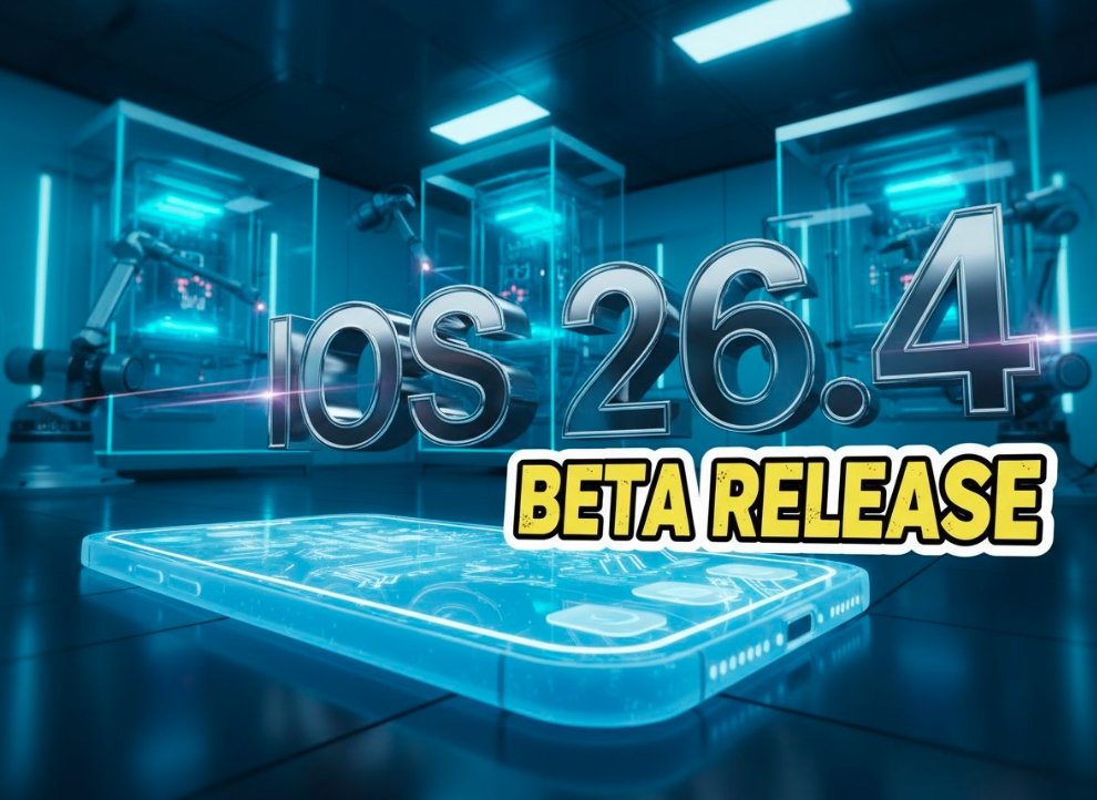 iphone running ios 26 beta with glowing siri interface