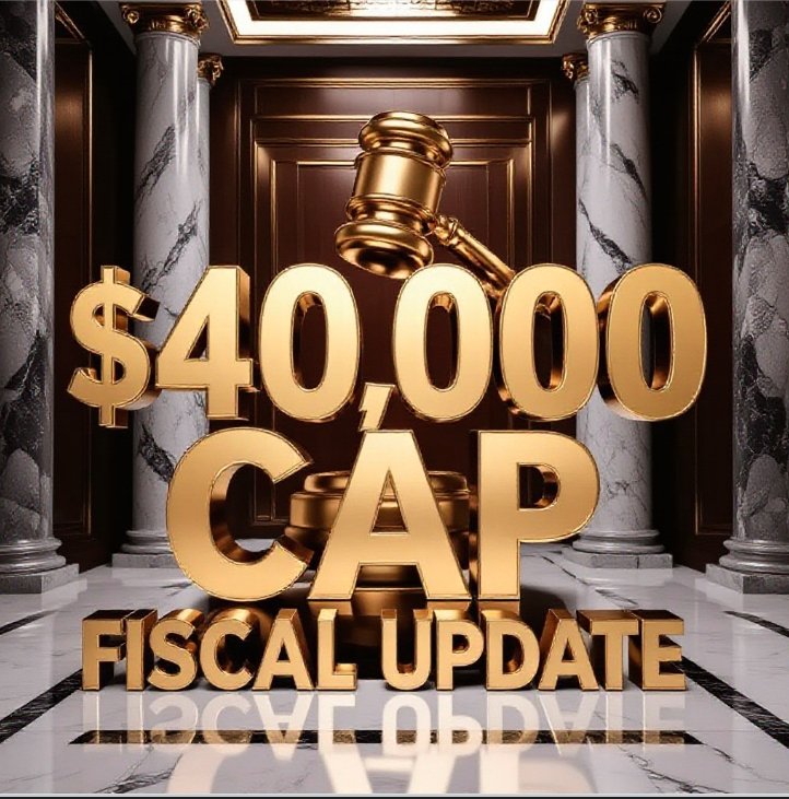 new federal tax legislation paperwork and golden gavel on desk