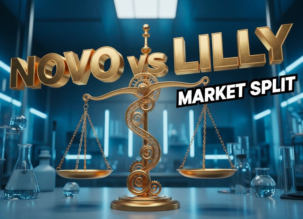 pharmacy shelves with weight loss injection pens and supply charts