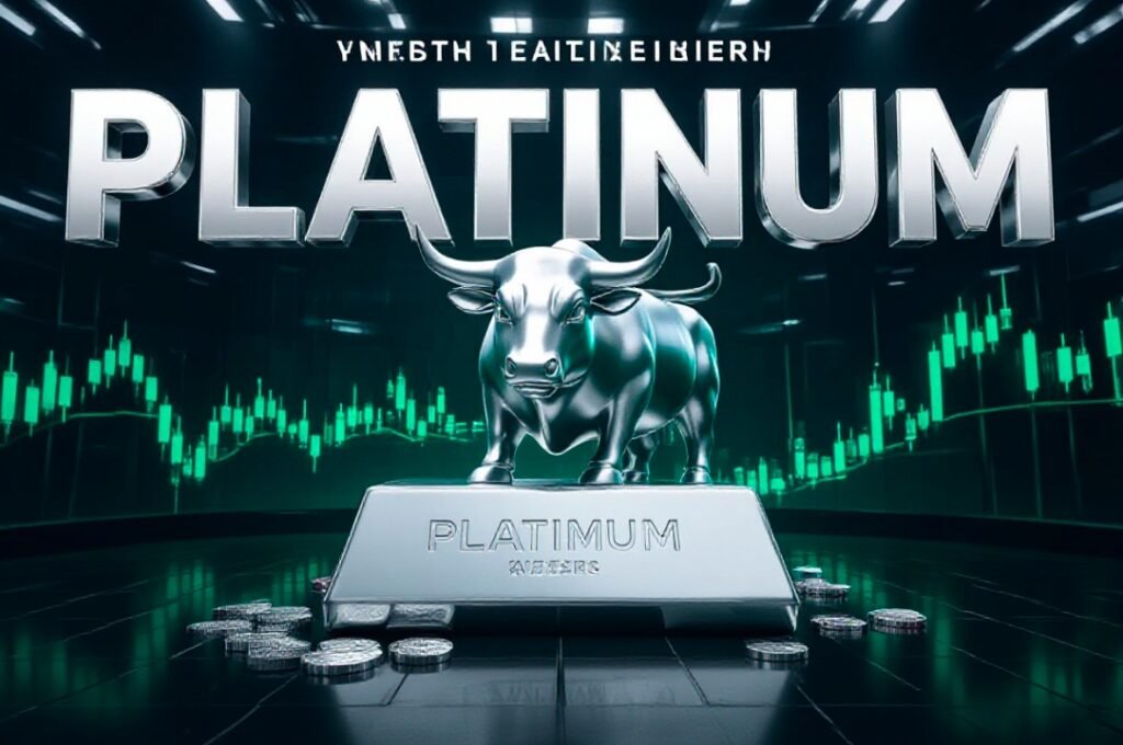 platinum bullion bars stack on financial chart background