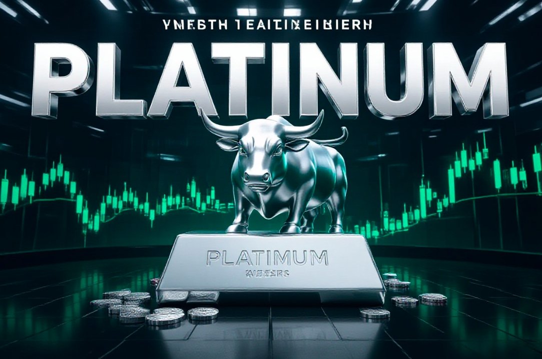 platinum bullion bars stack on financial chart background