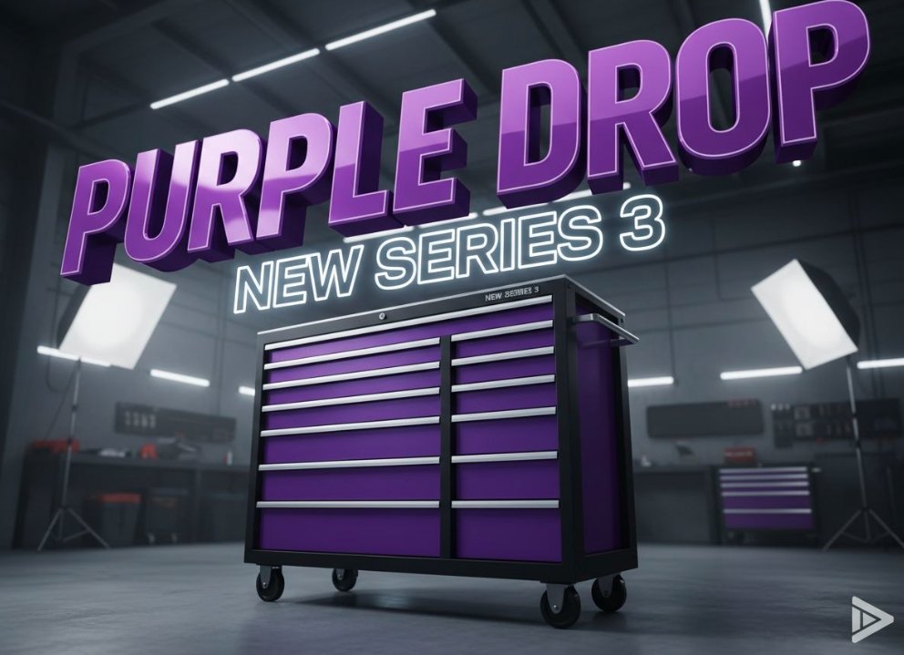 purple us general series 3 tool cabinet in garage