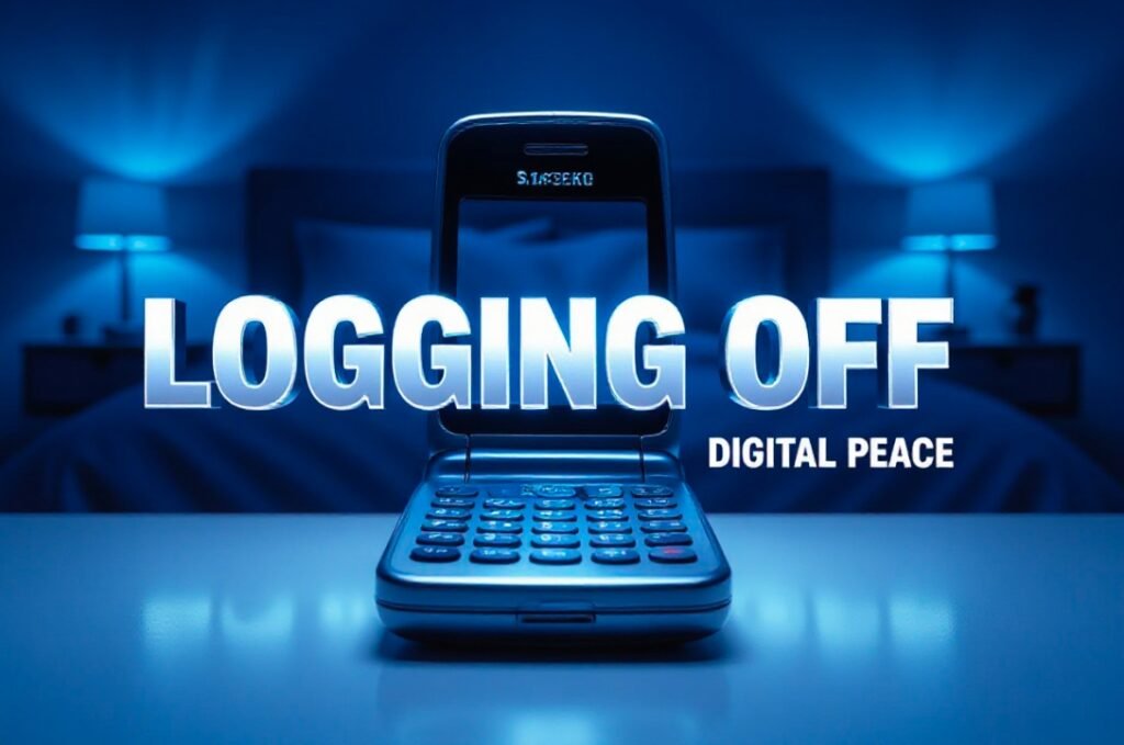 retro flip phone on desk digital detox concept