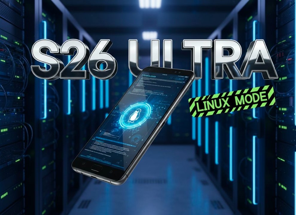 samsung galaxy s26 ultra running linux terminal code screen