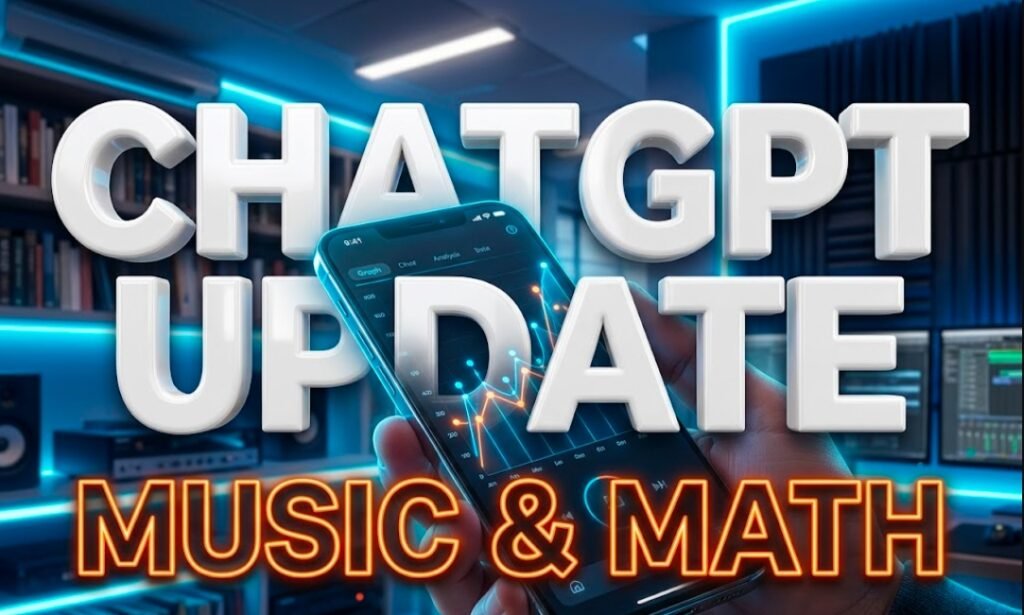 ChatGPT smartphone app displaying interactive math triangle and music recognition wave