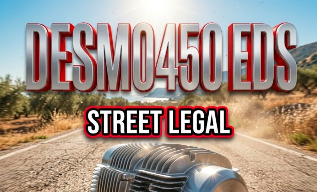 Ducati Desmo450 EDS street legal enduro motorcycle engine side profile