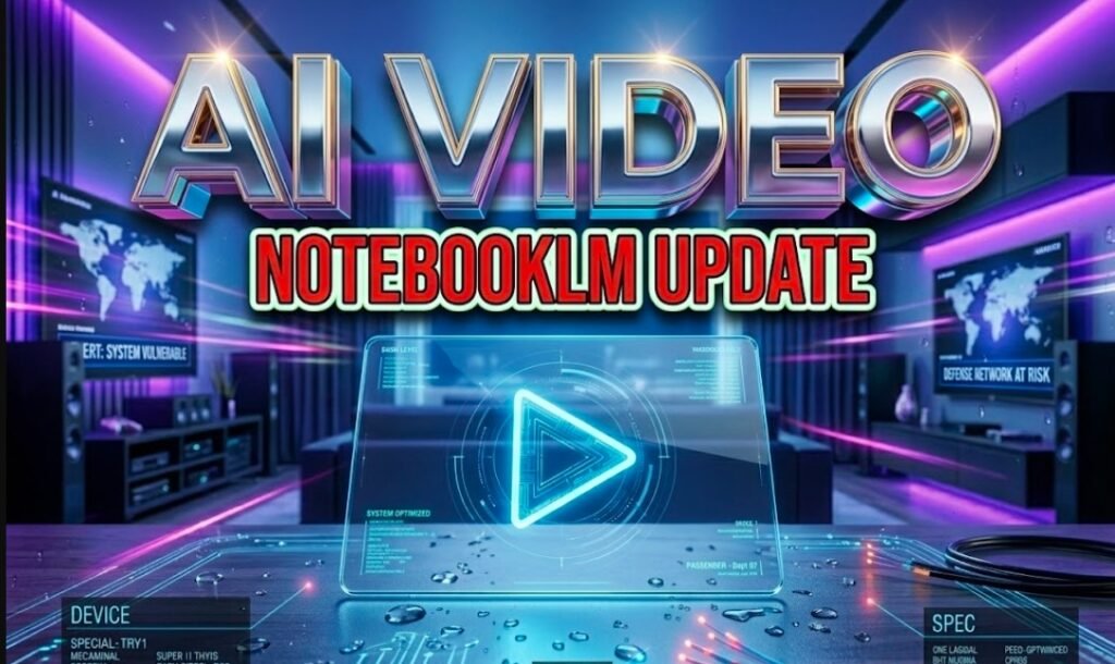 Google NotebookLM AI video generation interface on laptop screen