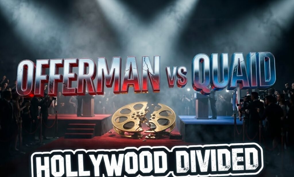 Nick Offerman Dennis Quaid political feud Trump support Hollywood