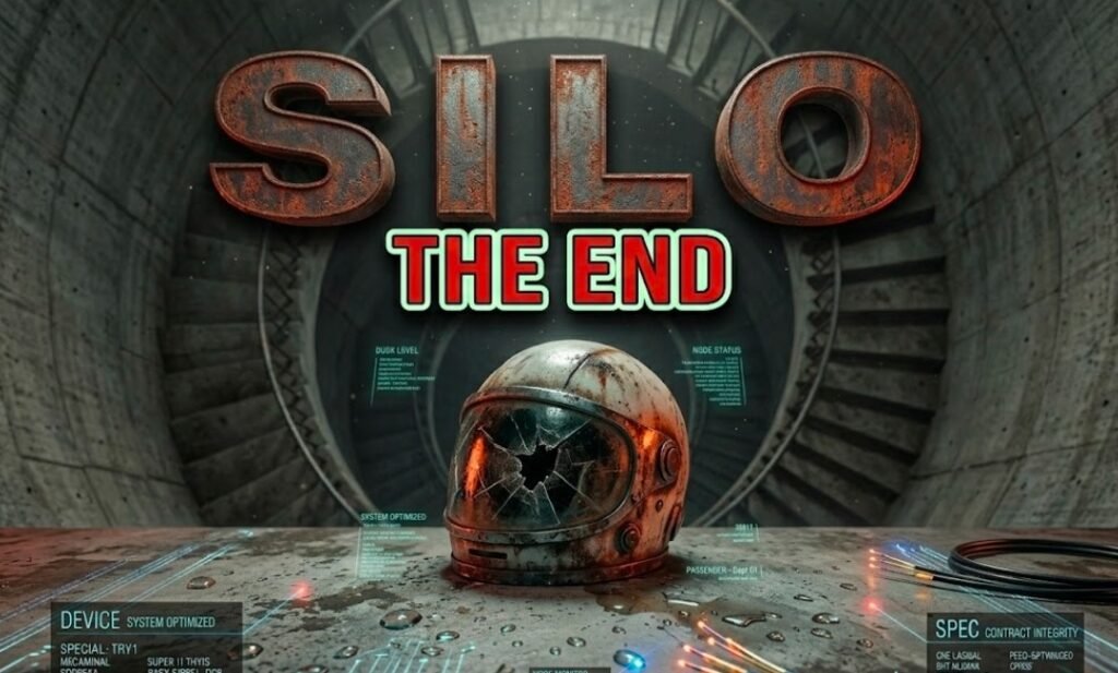 Silo Apple TV series concrete spiral staircase dark atmosphere