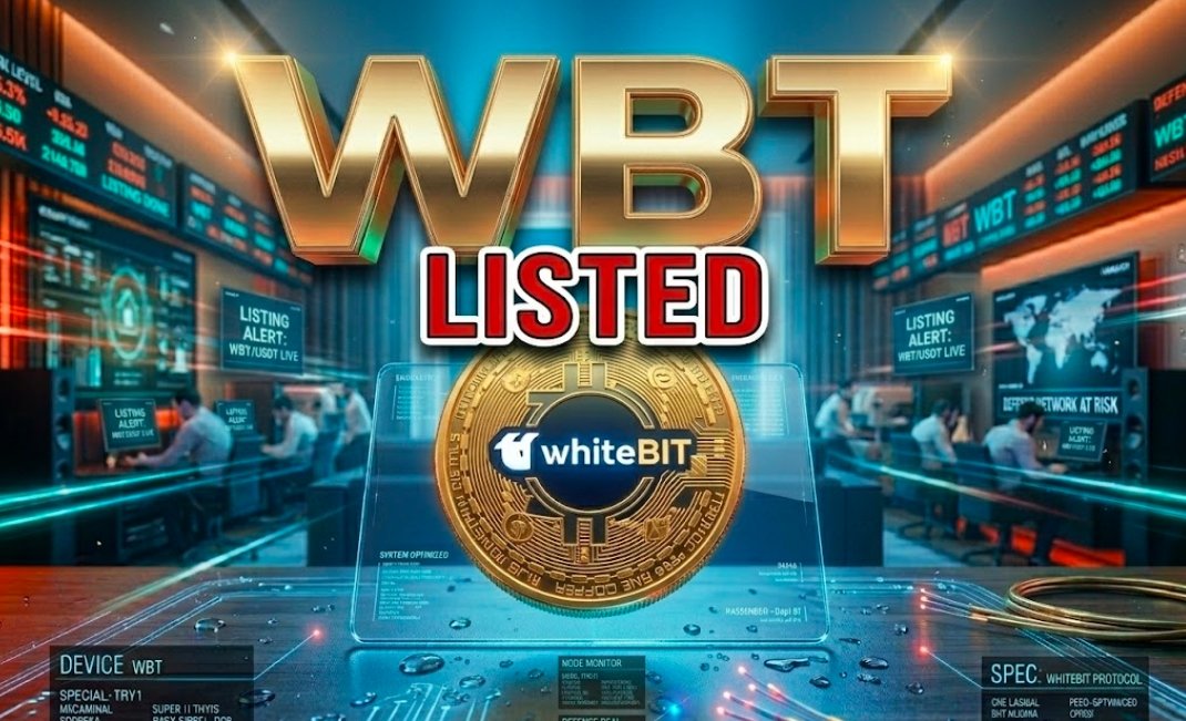WhiteBIT Coin WBT cryptocurrency digital gold coin on dark background