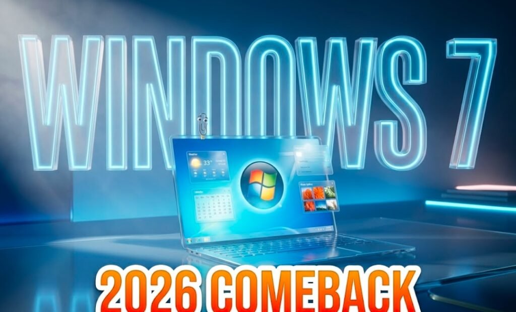 Windows 7 2026 Edition concept with Aero Glass and Clippy AI assistant