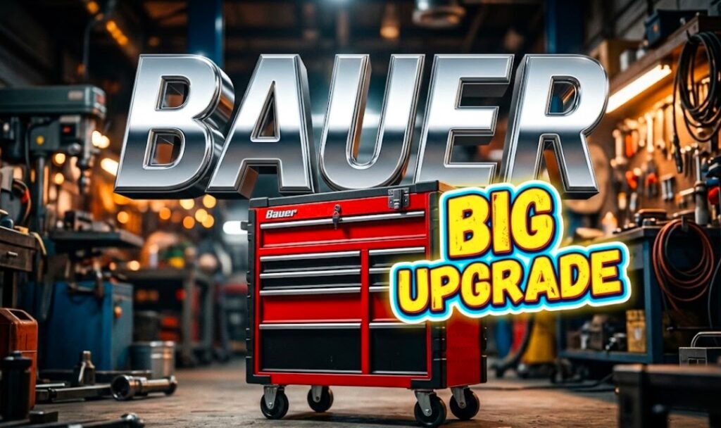 bauer modular rolling toolbox red black handle wheels