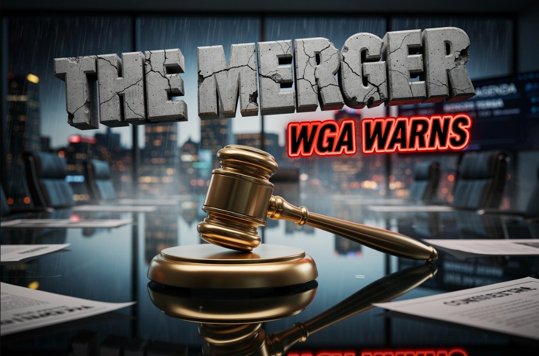 paramount warner merger protest sign concept art