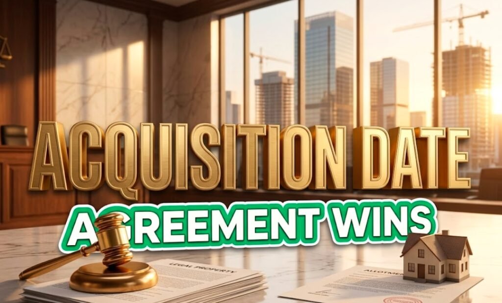 property acquisition date agreement vs registration capital gains tax India