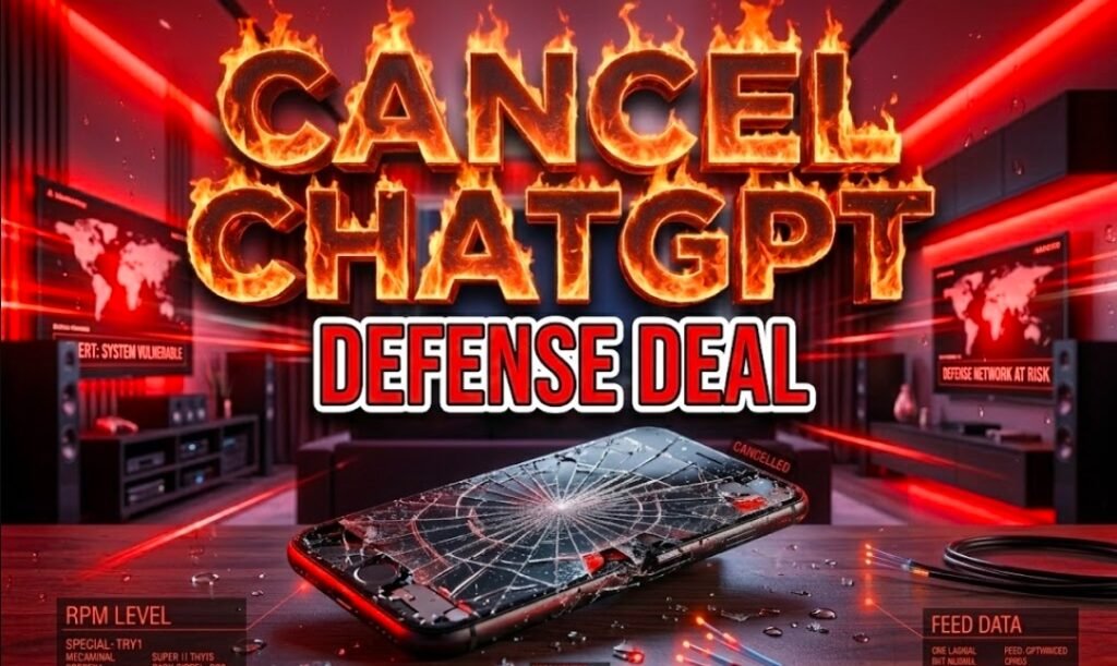 shattered smartphone screen displaying chatgpt logo glitch