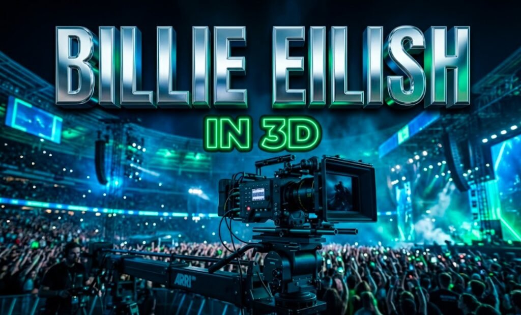 Billie Eilish performing on stage during the 2026 tour