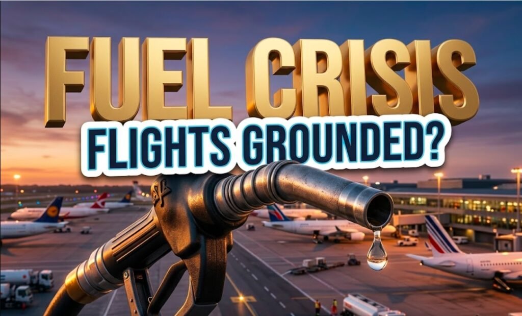 grounded passenger airplane waiting for jet fuel supply truck