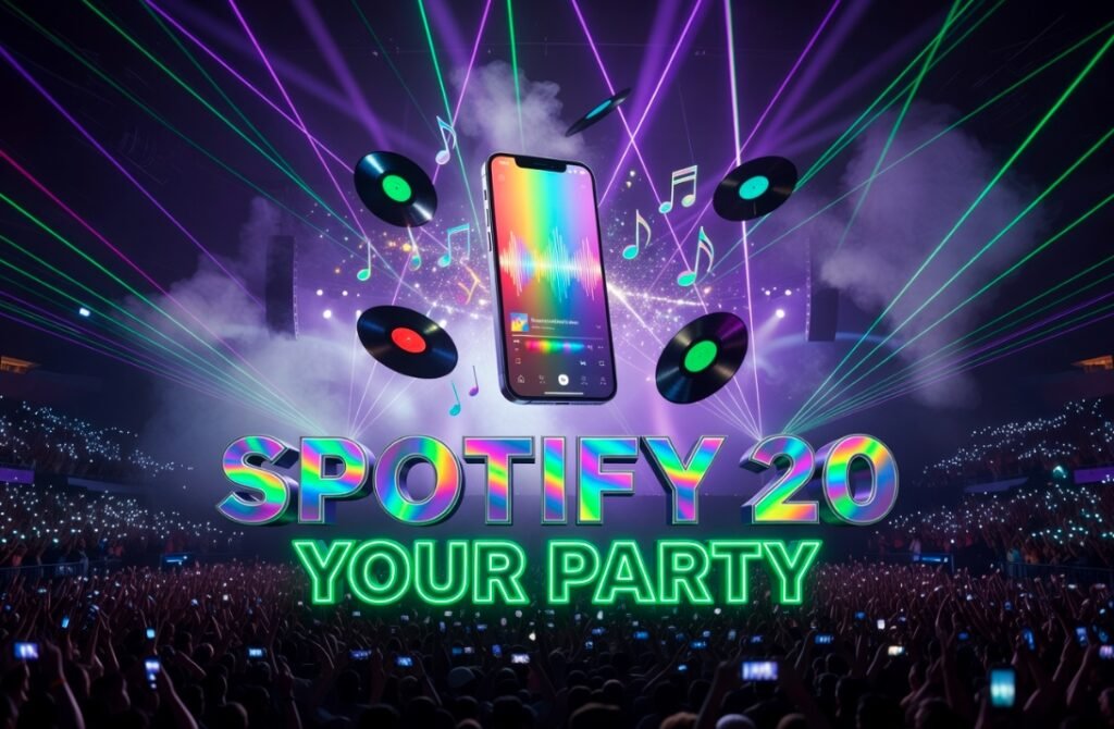 Spotify 20th birthday Party of the Year(s) feature on mobile