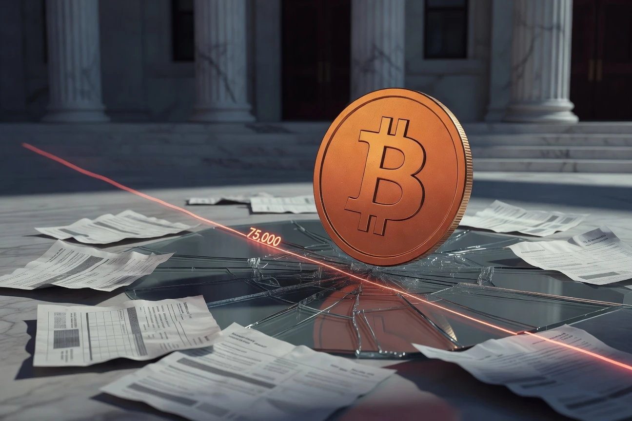 Crypto market crash risk rises as Bitcoin tests 75000.