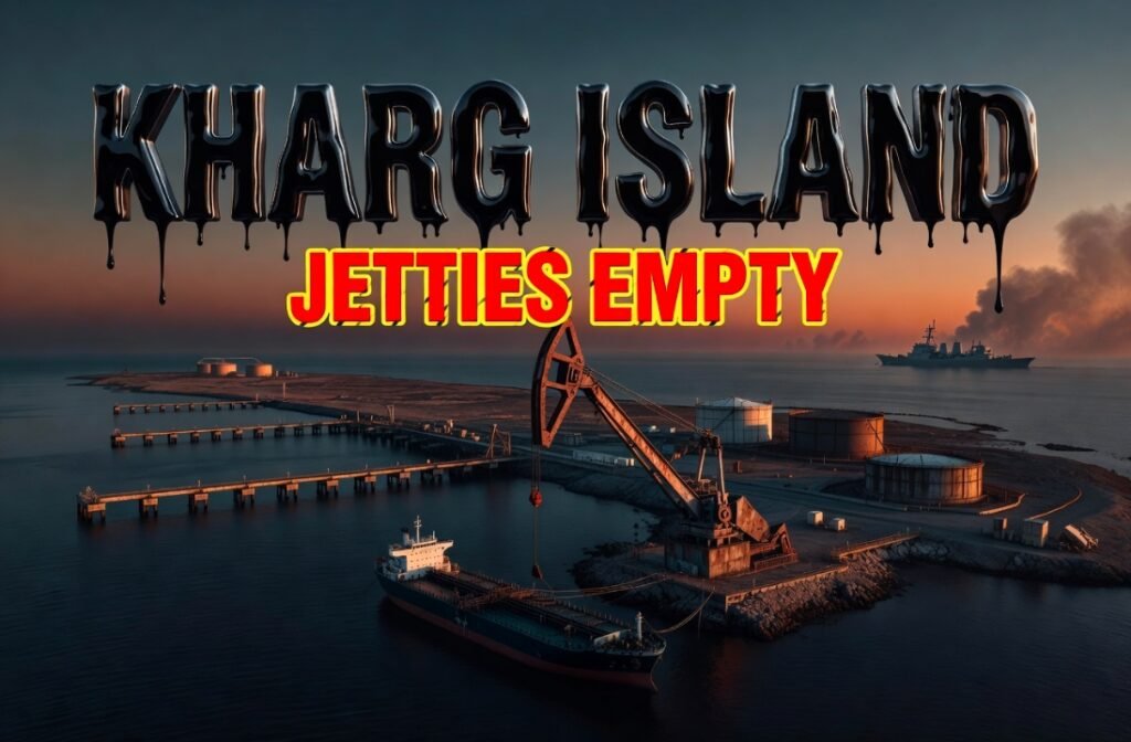 empty Kharg Island oil jetties Iran crude export blockade