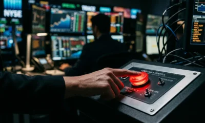 bank regulator pressing AI kill switch in control room