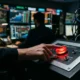 bank regulator pressing AI kill switch in control room