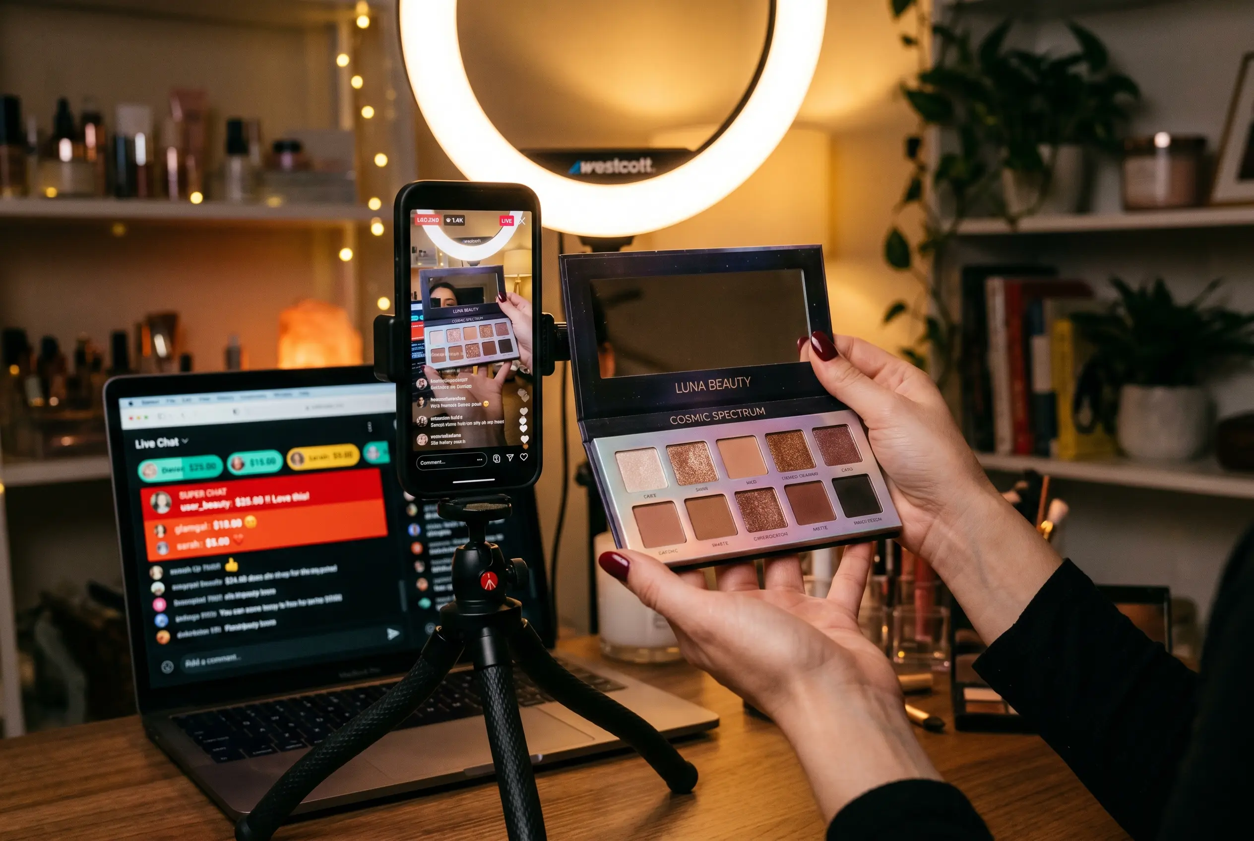 eCosmetics Live app live beauty auction on phone