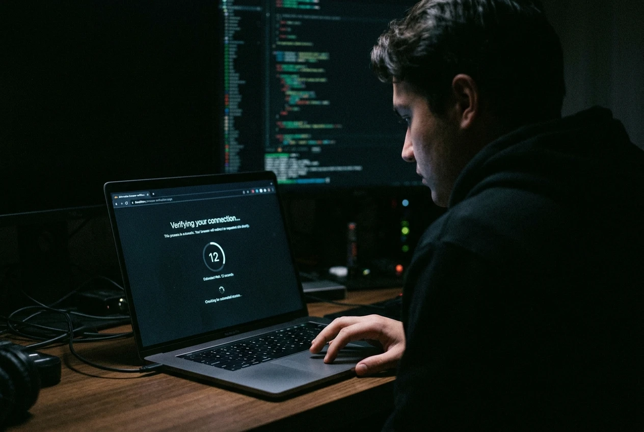 anti-crawler protection verification page on a dark screen