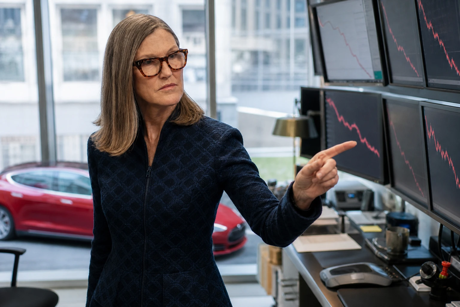 Cathie Wood ARK Invest buys Tesla Circle stock market crash
