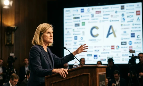 Cathie Wood OUSD stablecoin consortium warning against USDT and USDC