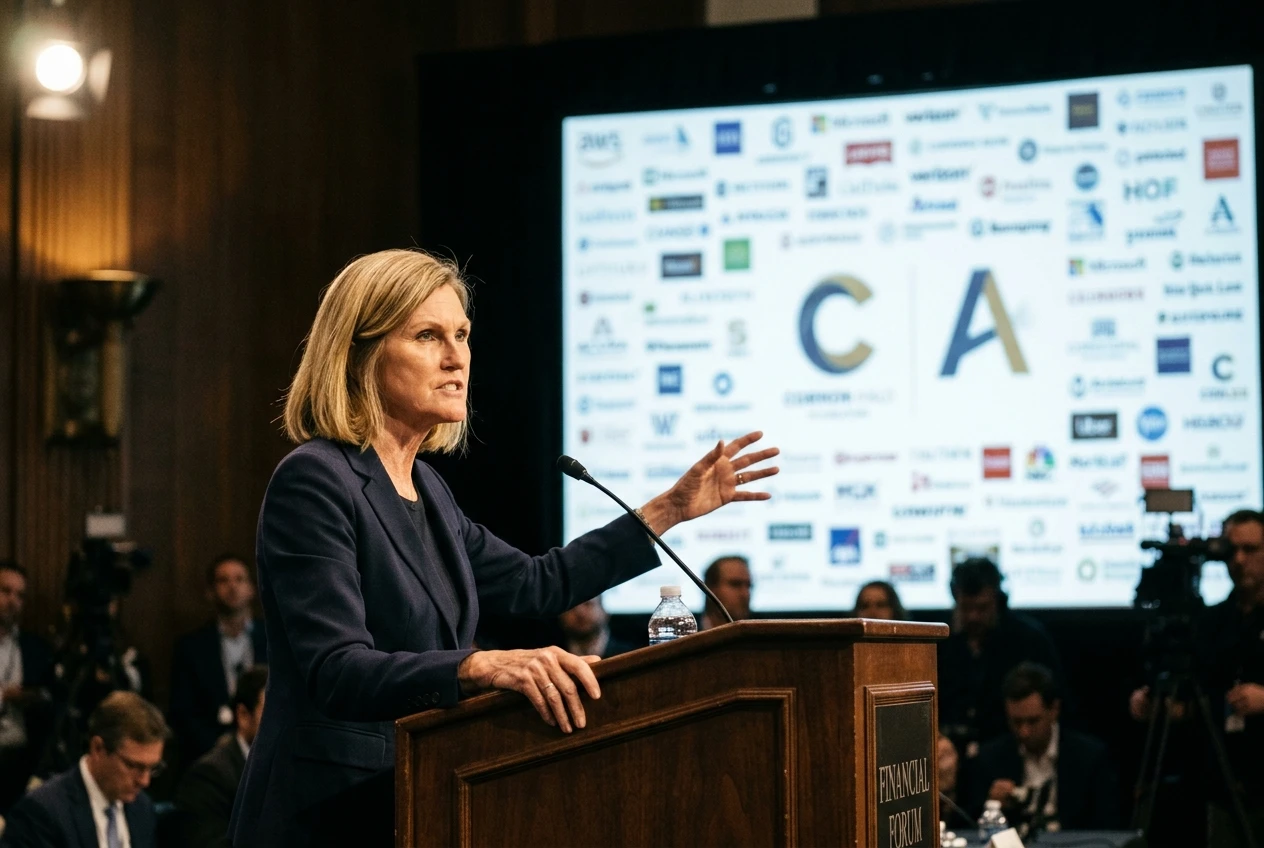 Cathie Wood OUSD stablecoin consortium warning against USDT and USDC
