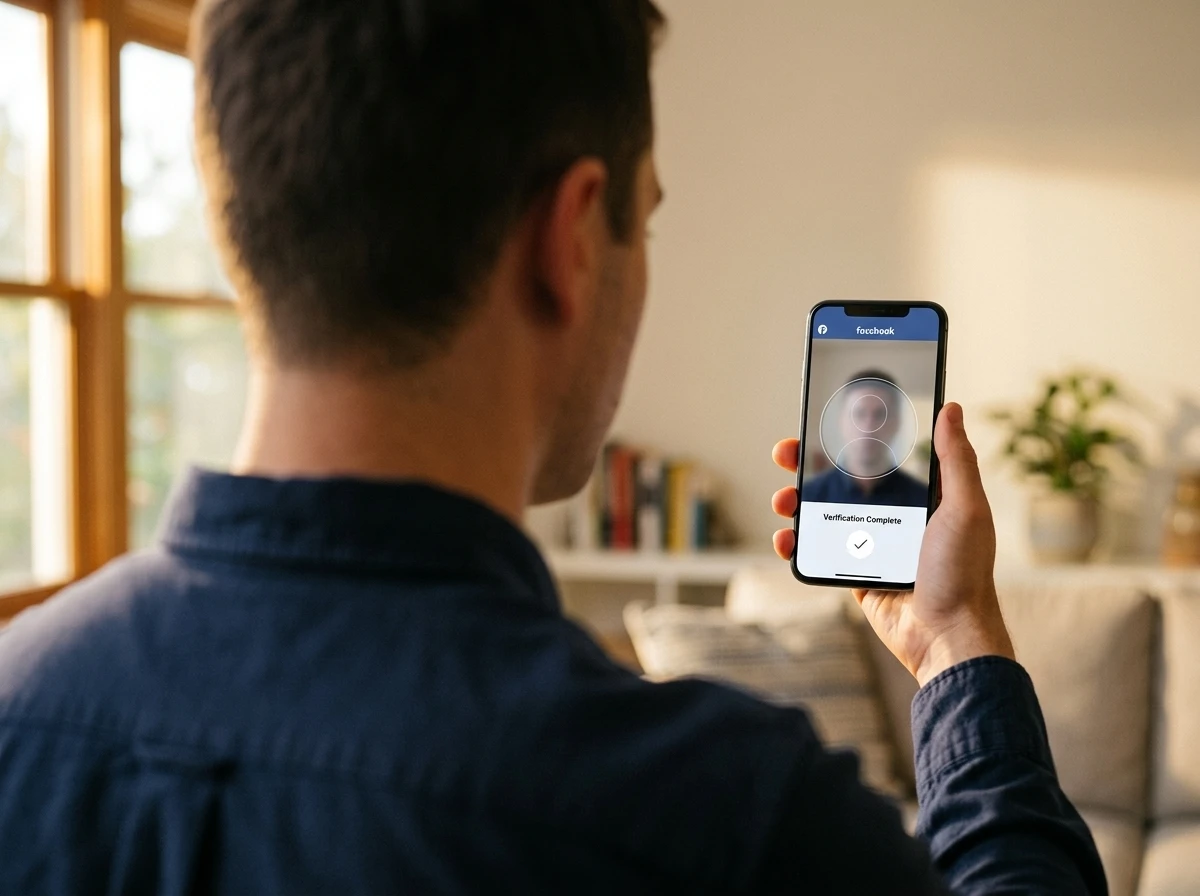Facebook Verified white check mark selfie video verification badge