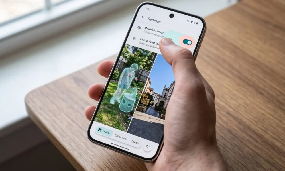Google Photos shimmer toggle and AI camera button update