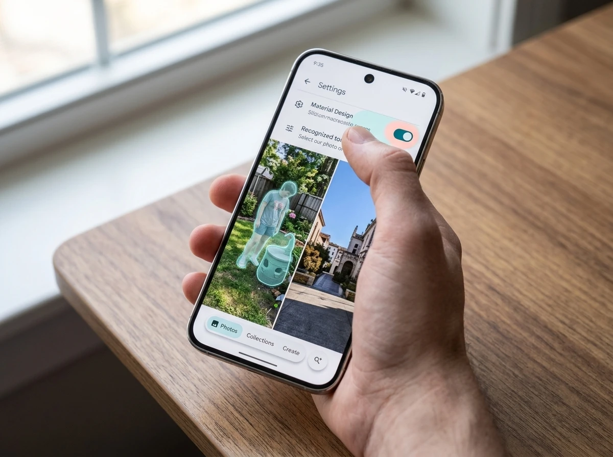 Google Photos shimmer toggle and AI camera button update