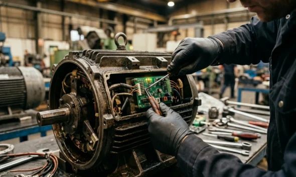 Luffy AI adaptive neural controller inside industrial electric motor