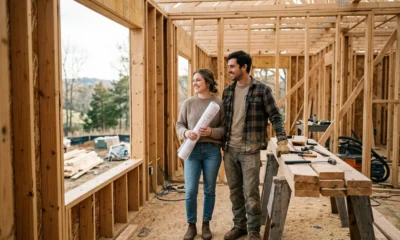 Maddy and Drew Olson at their self-built home construction site