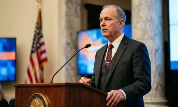 Paul Atkins at lectern on SEC 2026 crypto regulatory agenda