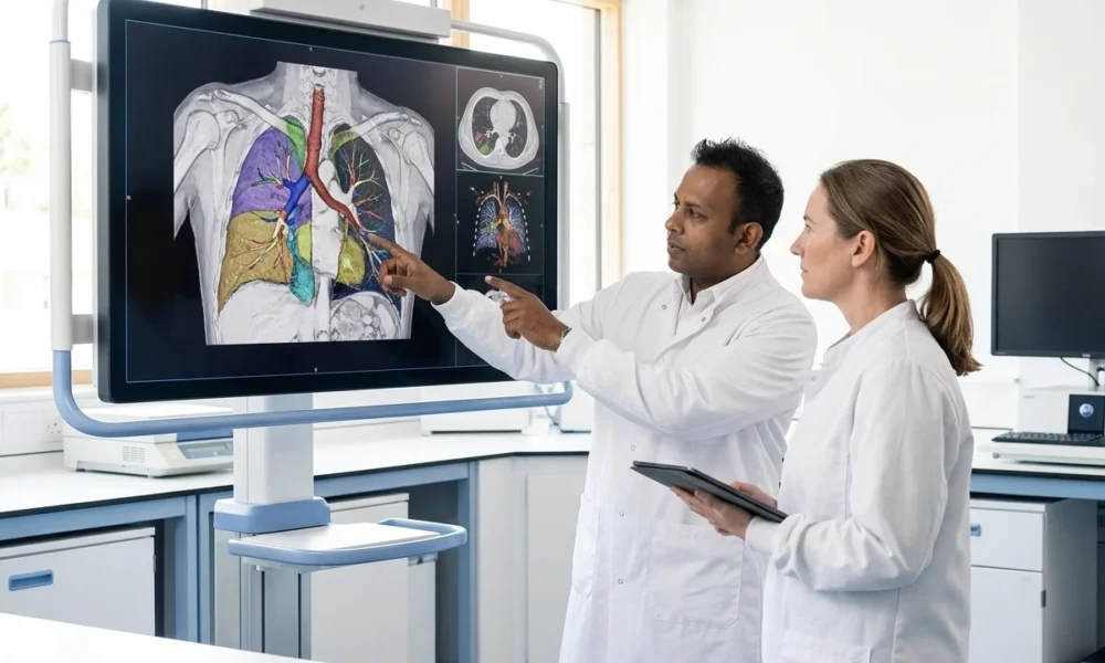 Qureight Cambridge $20M Series B AI chest imaging trials